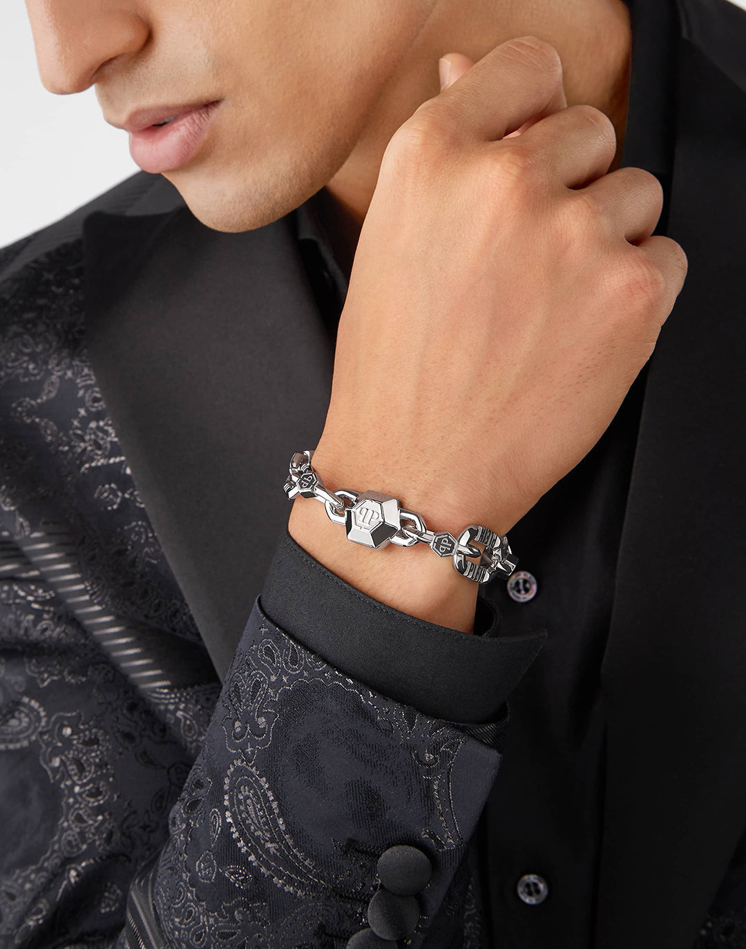 Philipp Plein PLEIN EDGE stainless steel bracelet featuring bold design available at Lestyle Boutique Melbourne