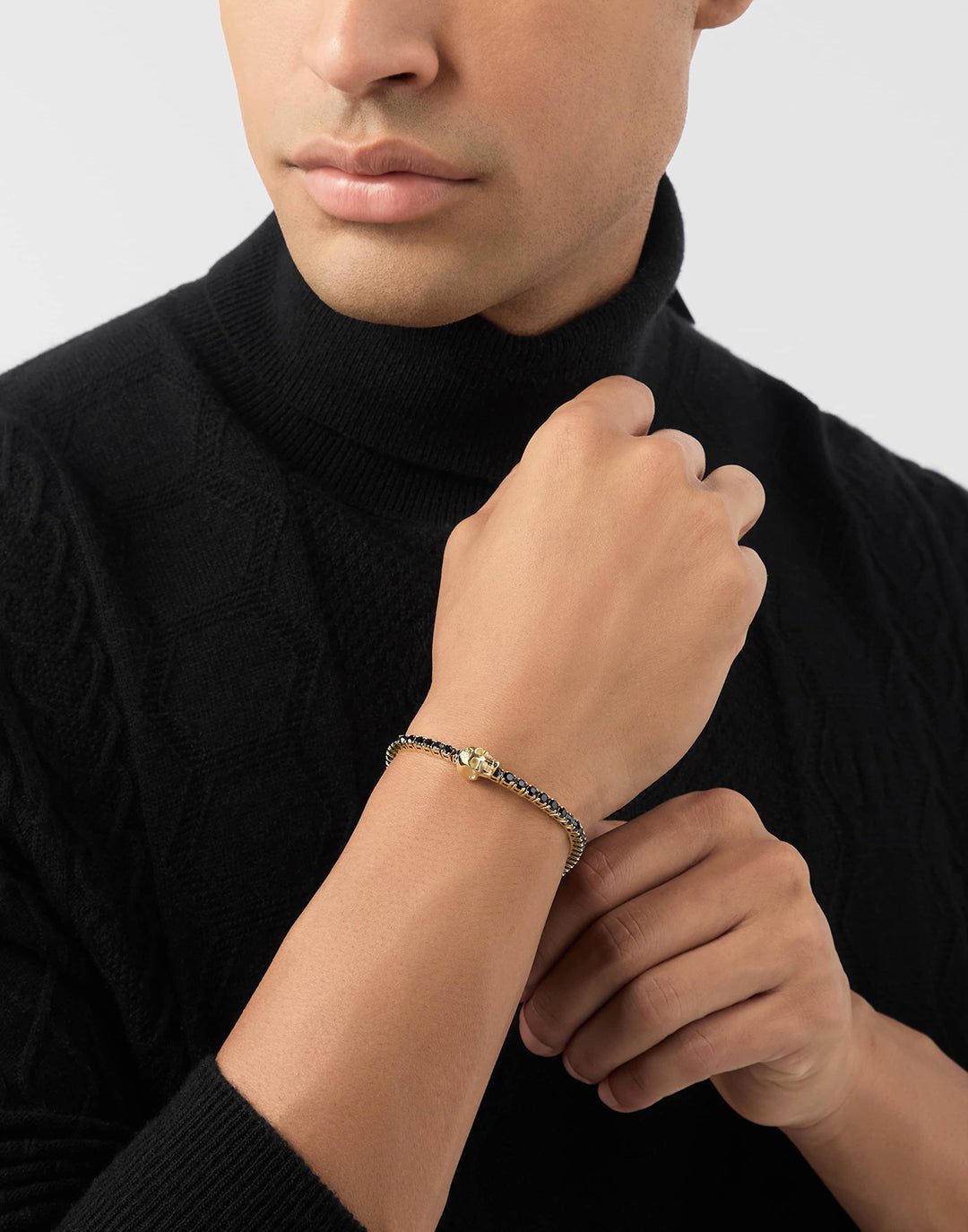 Plein Tennis Skull bracelet featuring black crystals available at Lestyle Boutique Melbourne