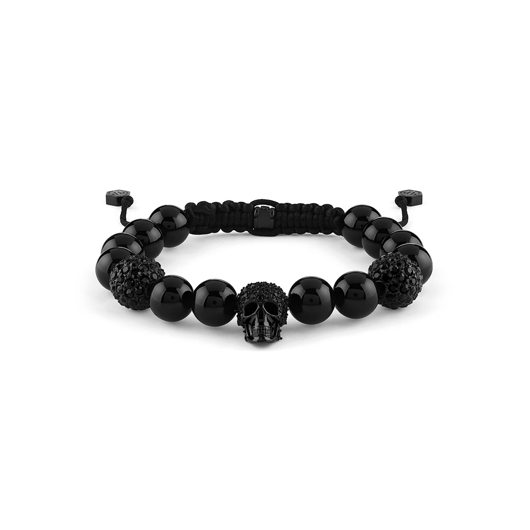 Philipp Plein black skull bracelet featuring crystals and agate available at Lestyle Boutique Melbourne