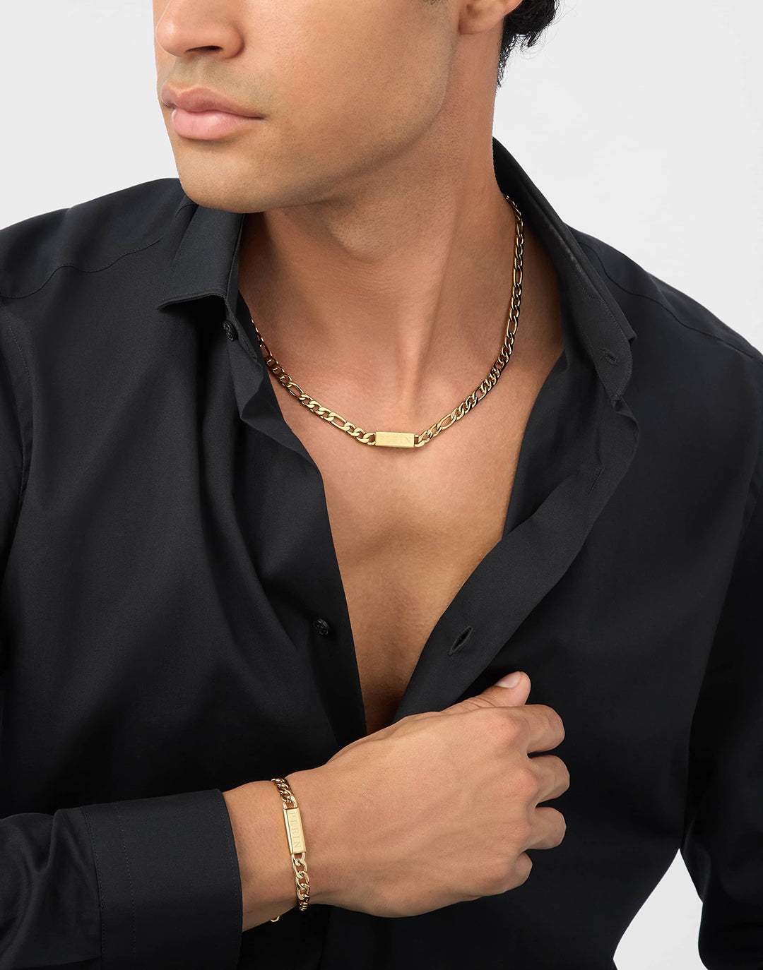 Plein Icon Chain Ip Yellow Gold Necklace featuring understated power available at Lestyle Boutique Melbourne