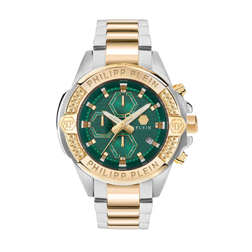 Philipp Plein Skull Chrono watch featuring a green multifunction dial available at Lestyle Boutique Melbourne