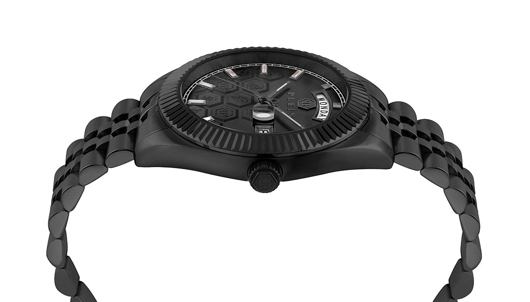 Philipp Plein Date Superlative Gent watch featuring a black dial available at Lestyle Boutique Melbourne