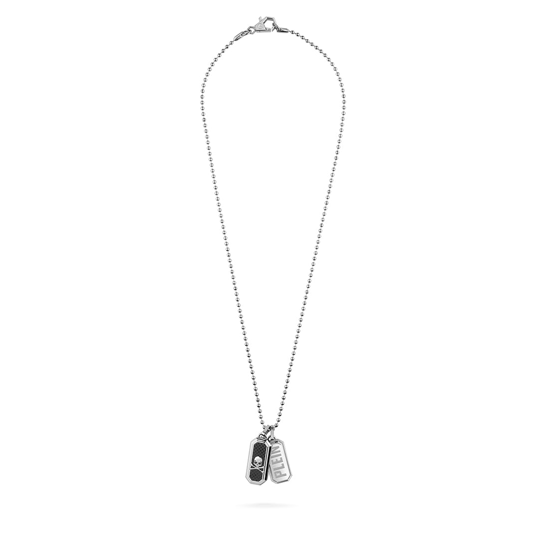 Plein Double Tag stainless steel necklace featuring tags available at Lestyle Boutique Melbourne