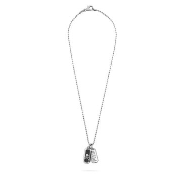Plein Double Tag stainless steel necklace featuring tags available at Lestyle Boutique Melbourne