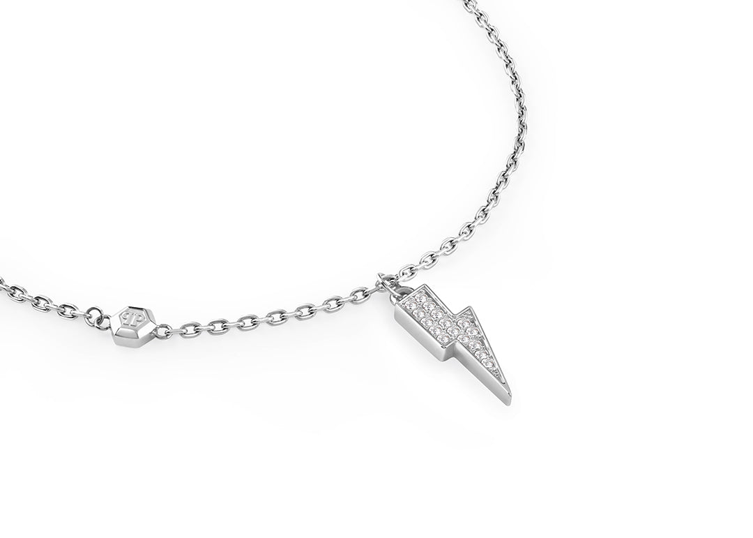 Philipp Plein Valentine Pendant Necklace featuring a lightning bolt with crystals available at Lestyle Boutique Melbourne