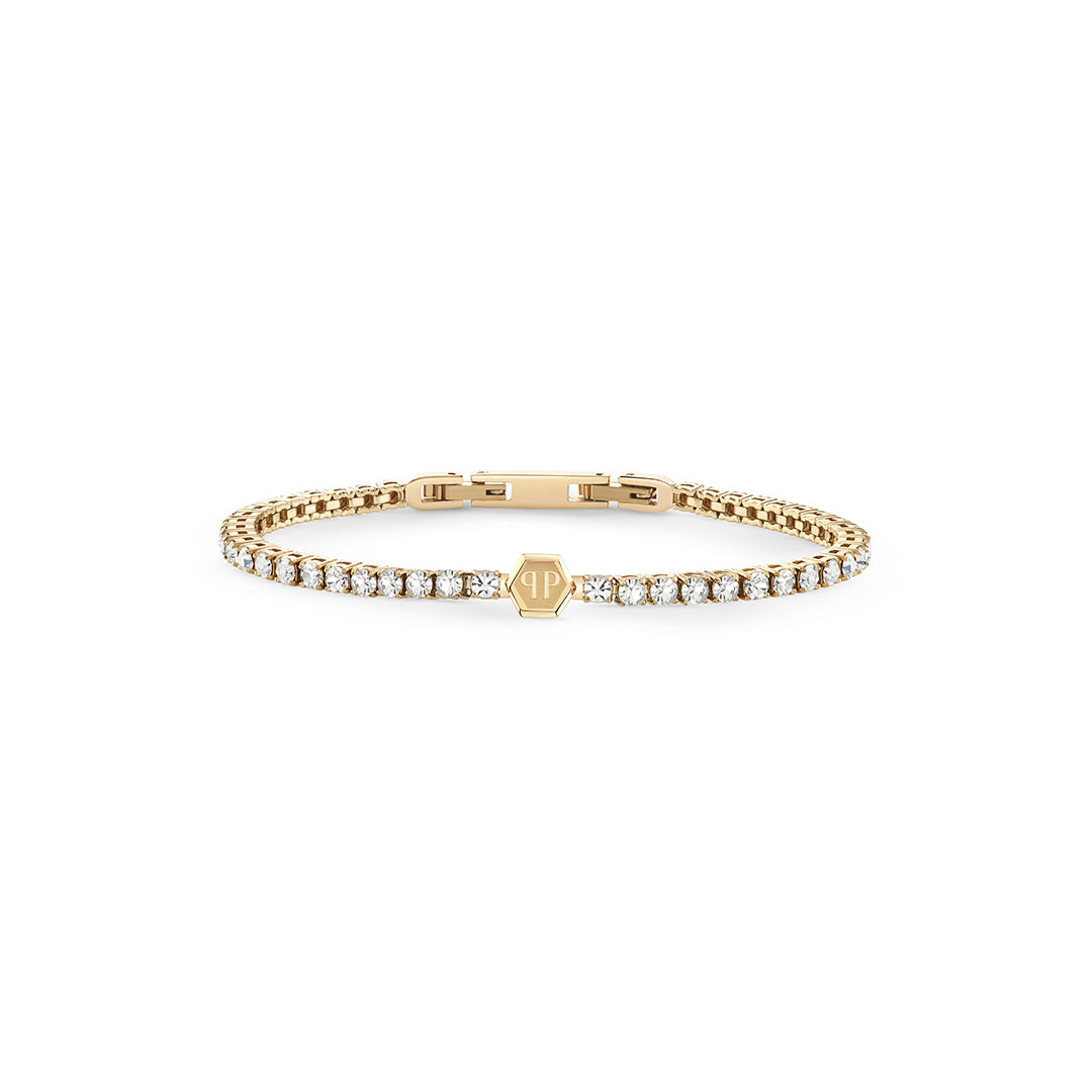 Plein Tennis IP yellow gold bracelet with white crystals available at Lestyle Boutique Melbourne