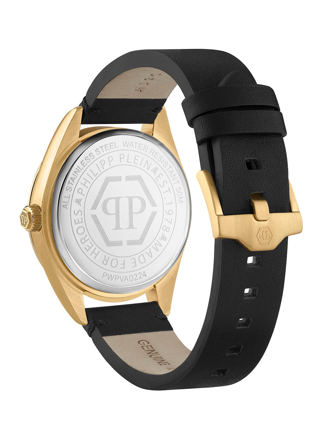 Philipp Plein date superlative gent watch with black dial and 42mm gold case available at Lestyle Boutique Melbourne