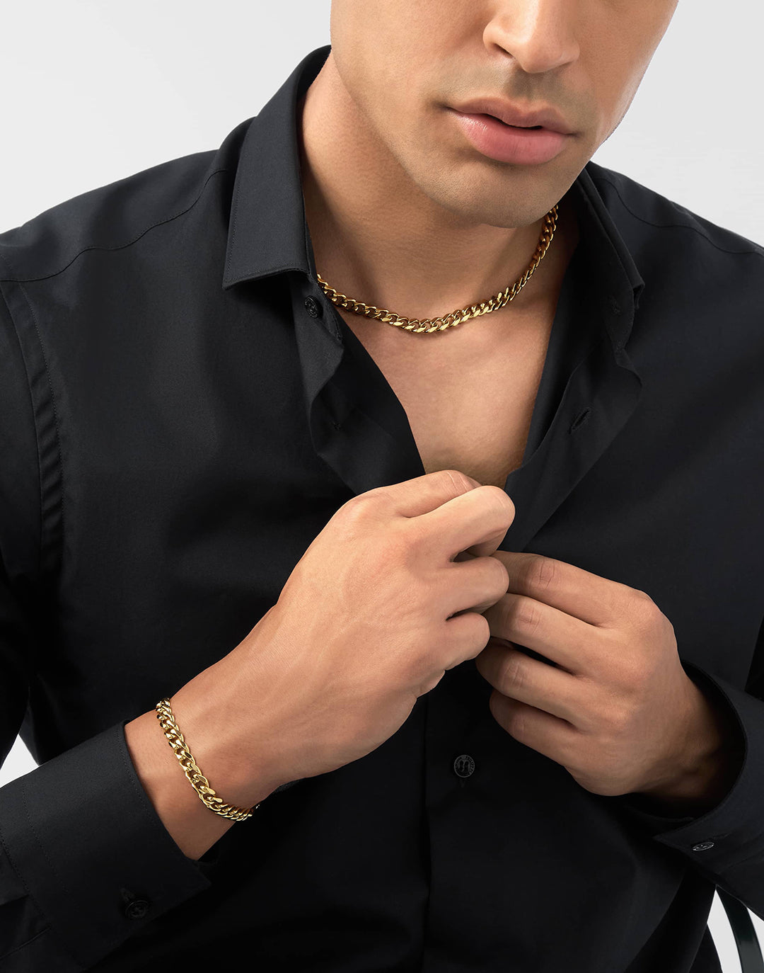 PLEIN ICON CHAIN 6.6 Ip Yellow gold bracelet large featuring sleek chain design available at Lestyle Boutique Melbourne