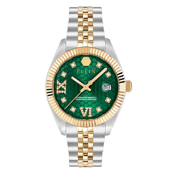 Plein Date Superlative watch featuring green dial and crystal details available at Lestyle Boutique Melbourne