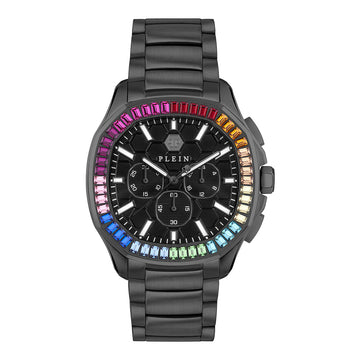 Plein chronograph watch featuring colorful gemstones around the bezel available at Lestyle Boutique Melbourne