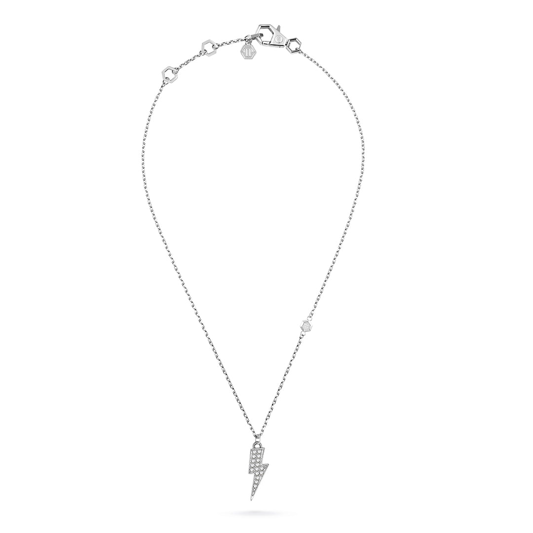 Philipp Plein Valentine Pendant Necklace featuring a lightning bolt with crystals available at Lestyle Boutique Melbourne