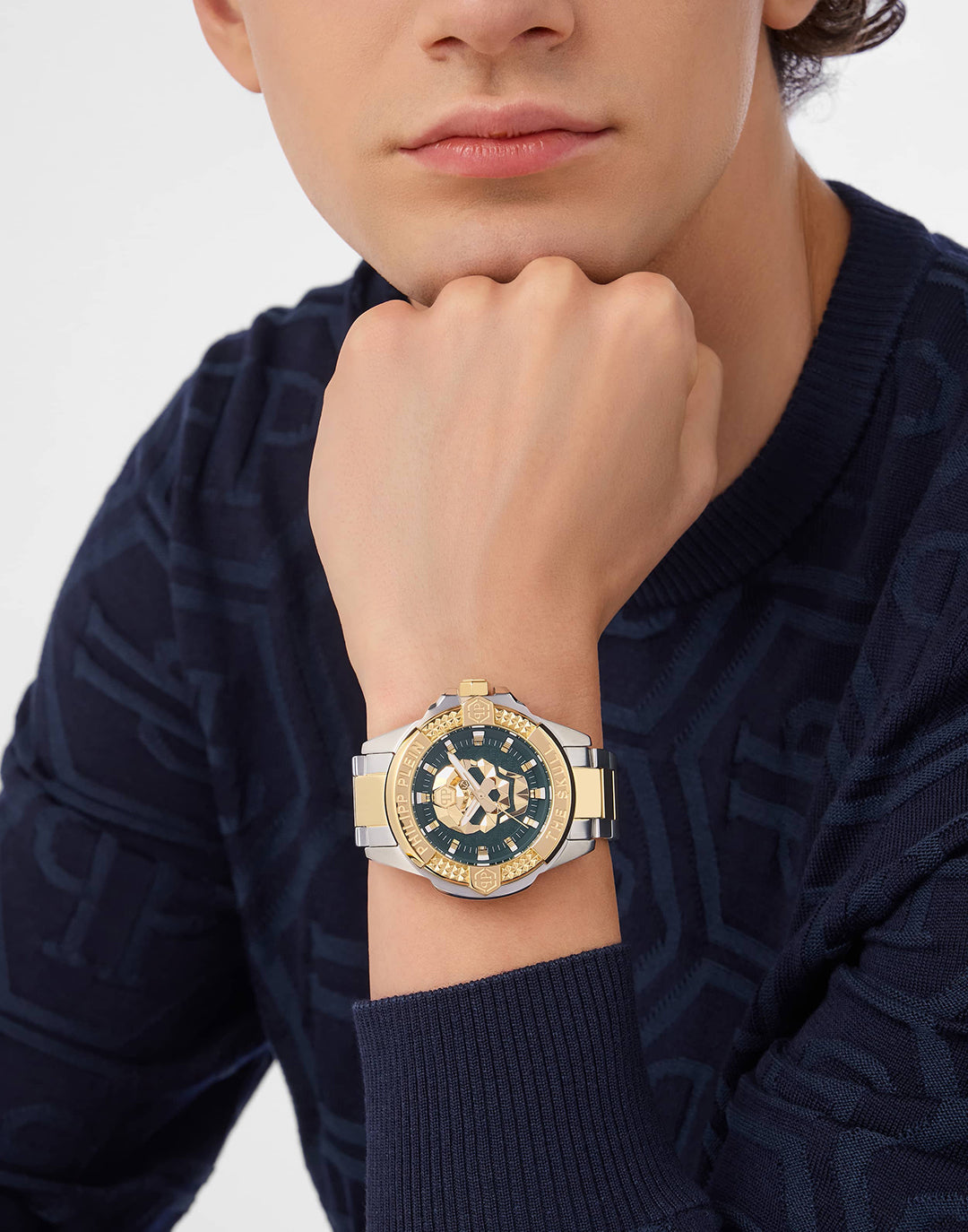 The Skull 44mm watch featuring a green dial and two-tone stainless steel case available at Lestyle Boutique Melbourne