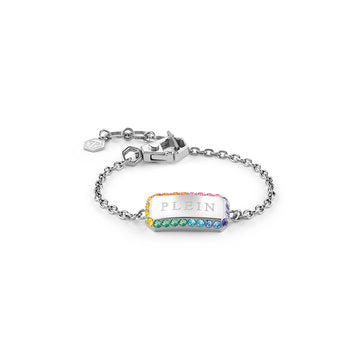 Plein Crystal Tag stainless steel rainbow crystals bracelet featuring colorful stones available at Lestyle Boutique Melbourne