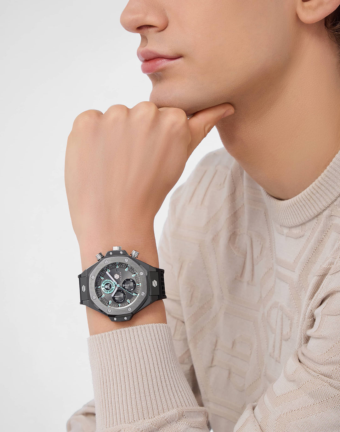 Plein Chrono Royal Sport-Tech watch with black silicone strap available at Lestyle Boutique Melbourne