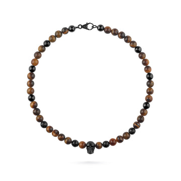 Plein Elite IP Gun tiger eye necklace featuring onix beads available at Lestyle Boutique Melbourne
