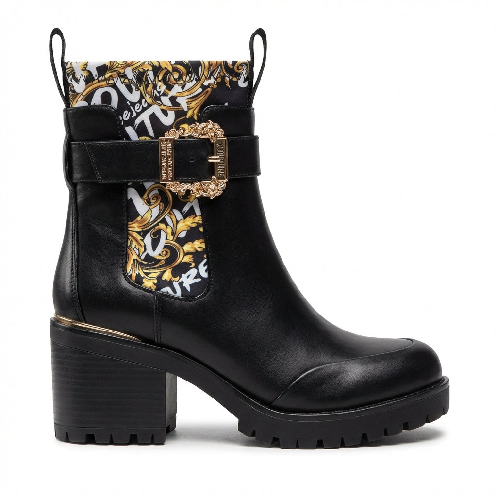 Versace Jeans Couture women's boots featuring chain detail available at Lestyle Boutique Melbourne