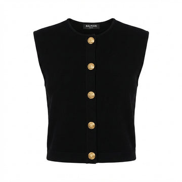 Balmain sleeveless top featuring gold buttons available at Lestyle Boutique Melbourne