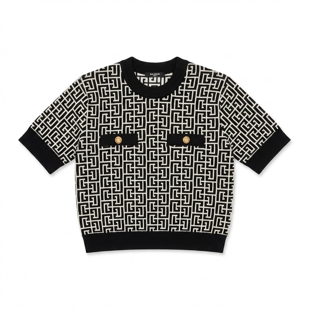 Balmain sweater featuring geometric pattern available at Lestyle Boutique Melbourne