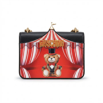 Moschino bear shoulder bag with circus tent design available at Lestyle Boutique Melbourne