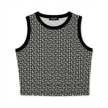 Balmain sleeveless top featuring a geometric pattern available at Lestyle Boutique Melbourne