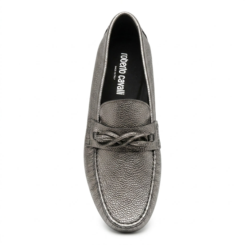 Roberto Cavalli loafer featuring metallic texture available at Lestyle Boutique Melbourne
