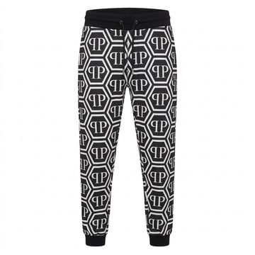 PHILIPP PLEIN pants featuring all-over PP hexagon logo available at Lestyle Boutique Melbourne