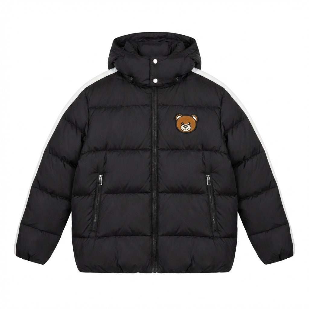 Moschino puffer jacket featuring bear patch available at Lestyle Boutique Melbourne