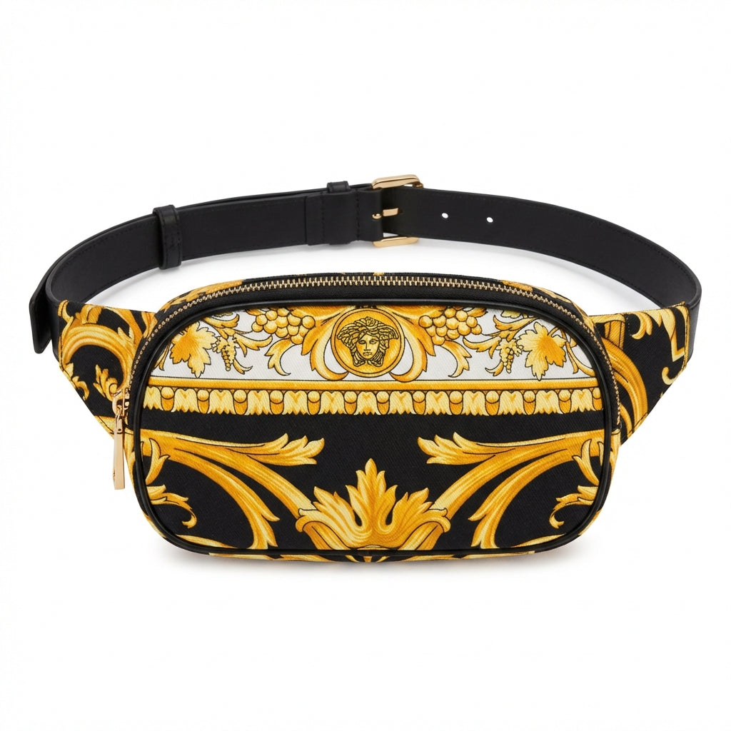 Versace belt bag featuring baroque print available at Lestyle Boutique Melbourne