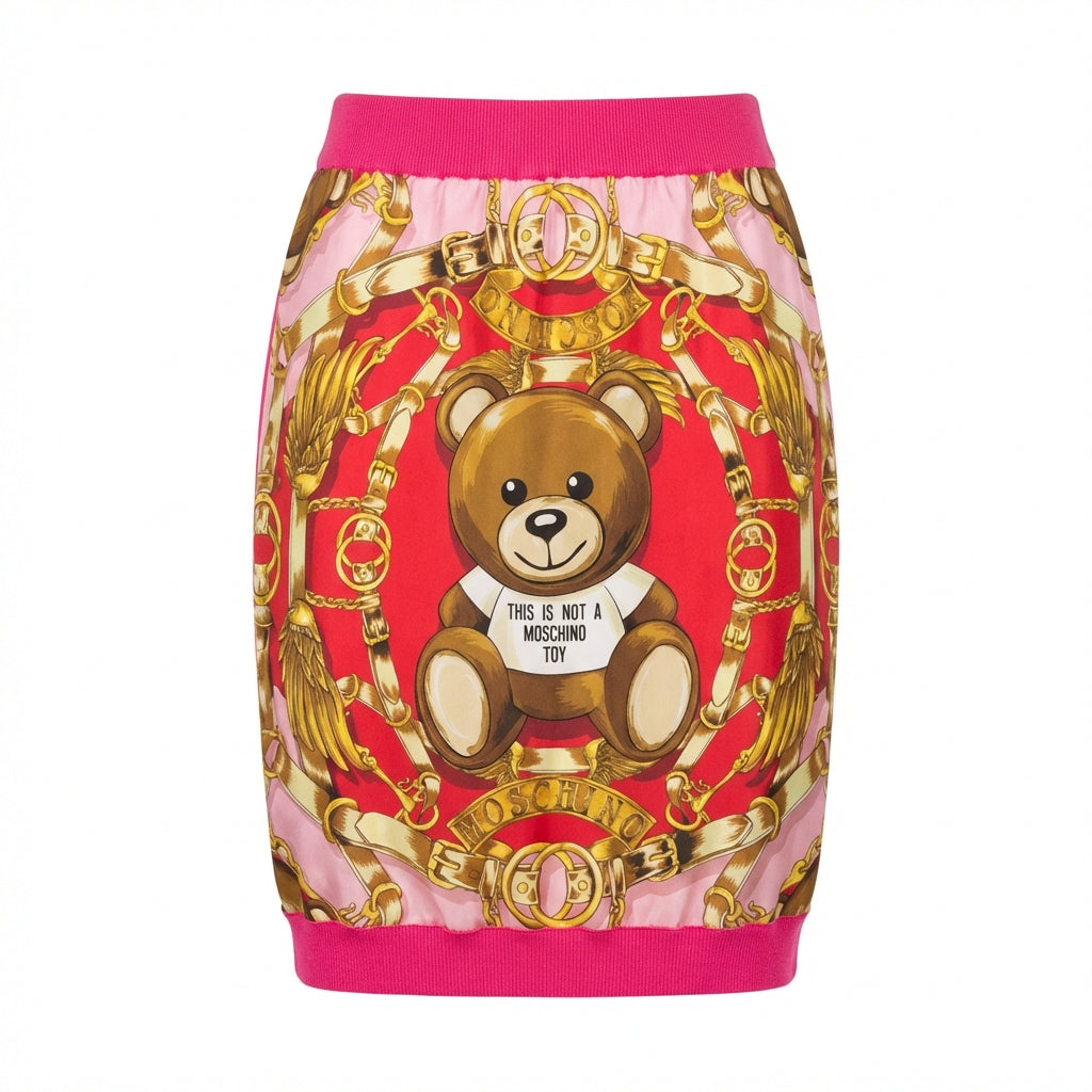 Moschino bear design skirt featuring bold print available at Lestyle Boutique Melbourne