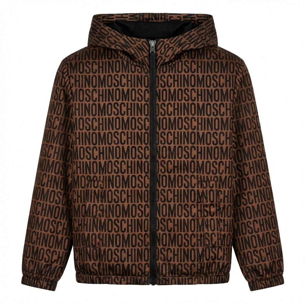 Moschino jacket with bold logo pattern available at Lestyle Boutique Melbourne