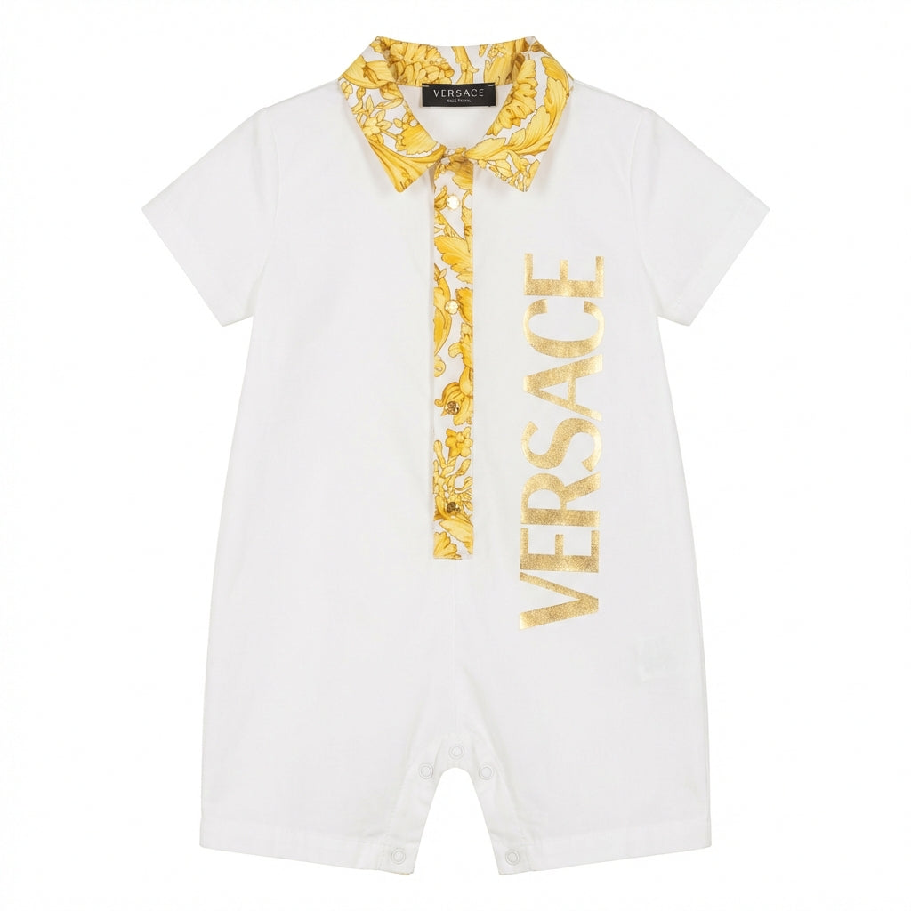 Versace romper featuring bold gold logo available at Lestyle Boutique Melbourne