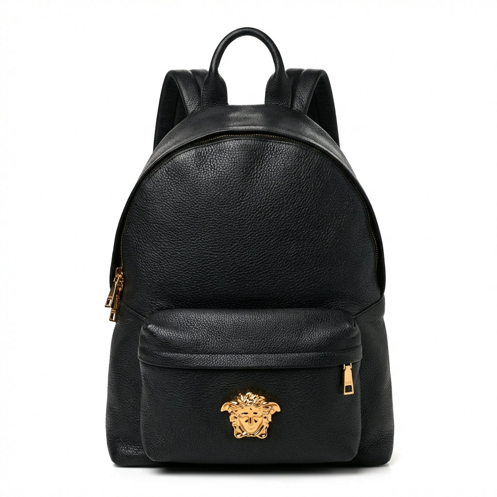 Versace backpack featuring gold lion head emblem available at Lestyle Boutique Melbourne