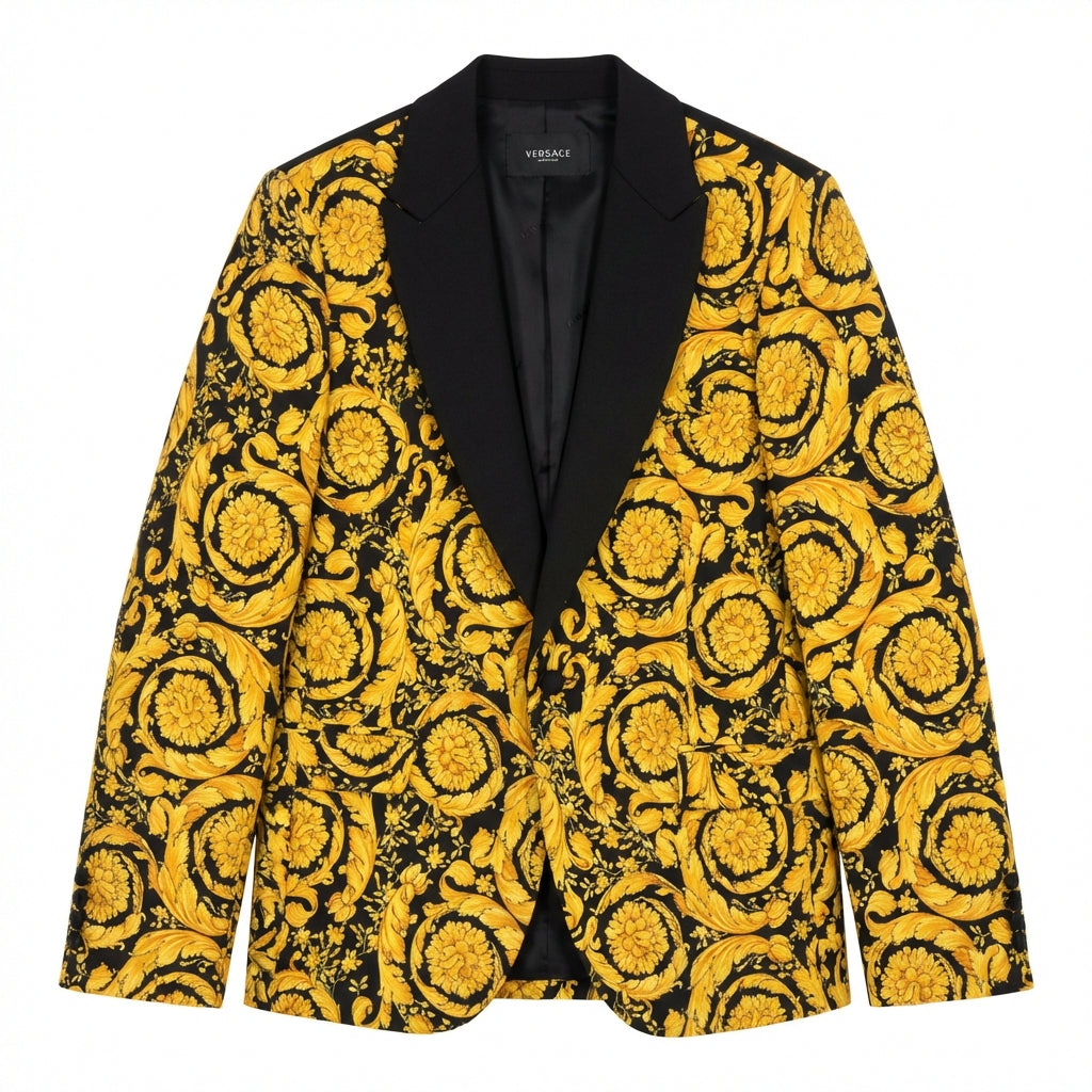 Versace blazer featuring bold gold floral pattern available at Lestyle Boutique Melbourne