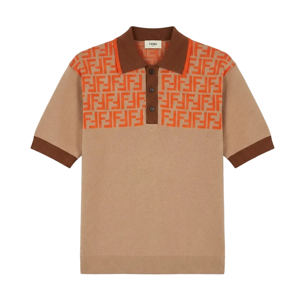 Fendi polo t-shirt with Fendi logo pattern available at Lestyle Boutique Melbourne