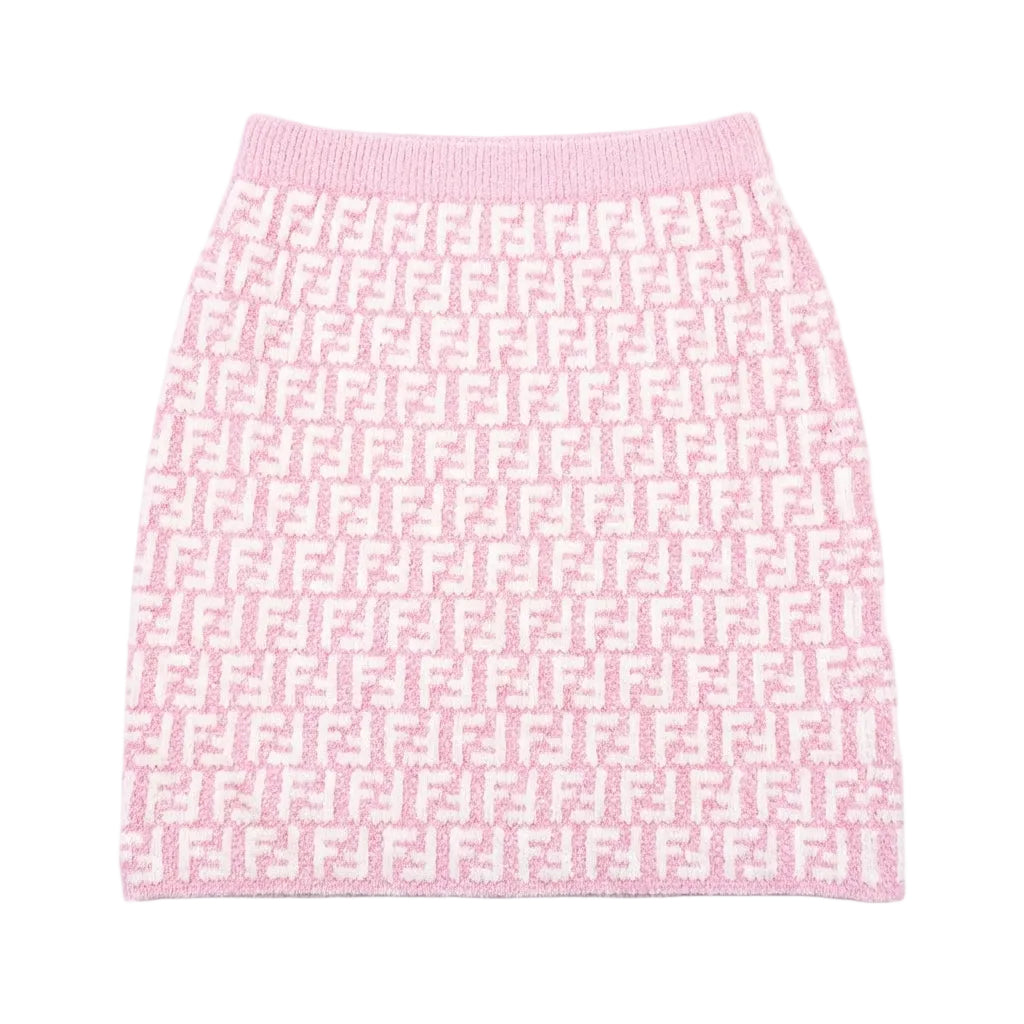 Fendi skirt featuring a pink and cream F-logo pattern available at Lestyle Boutique Melbourne