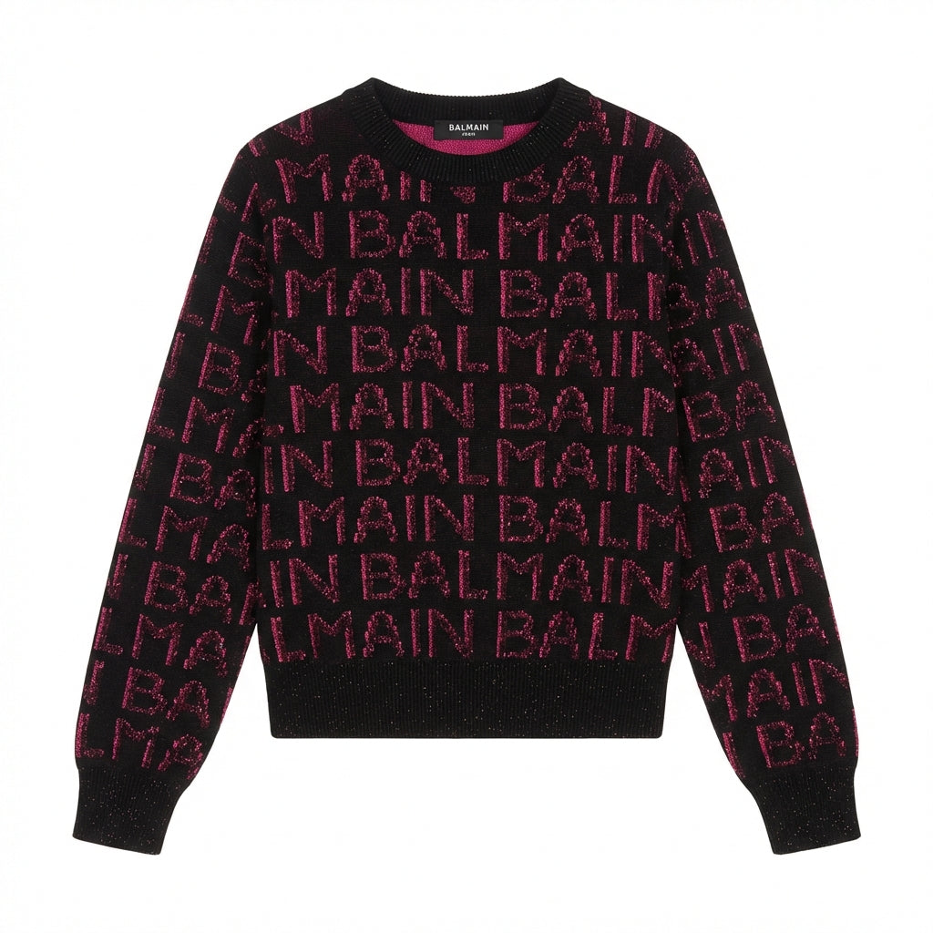 Balmain sweater featuring bold logo pattern available at Lestyle Boutique Melbourne