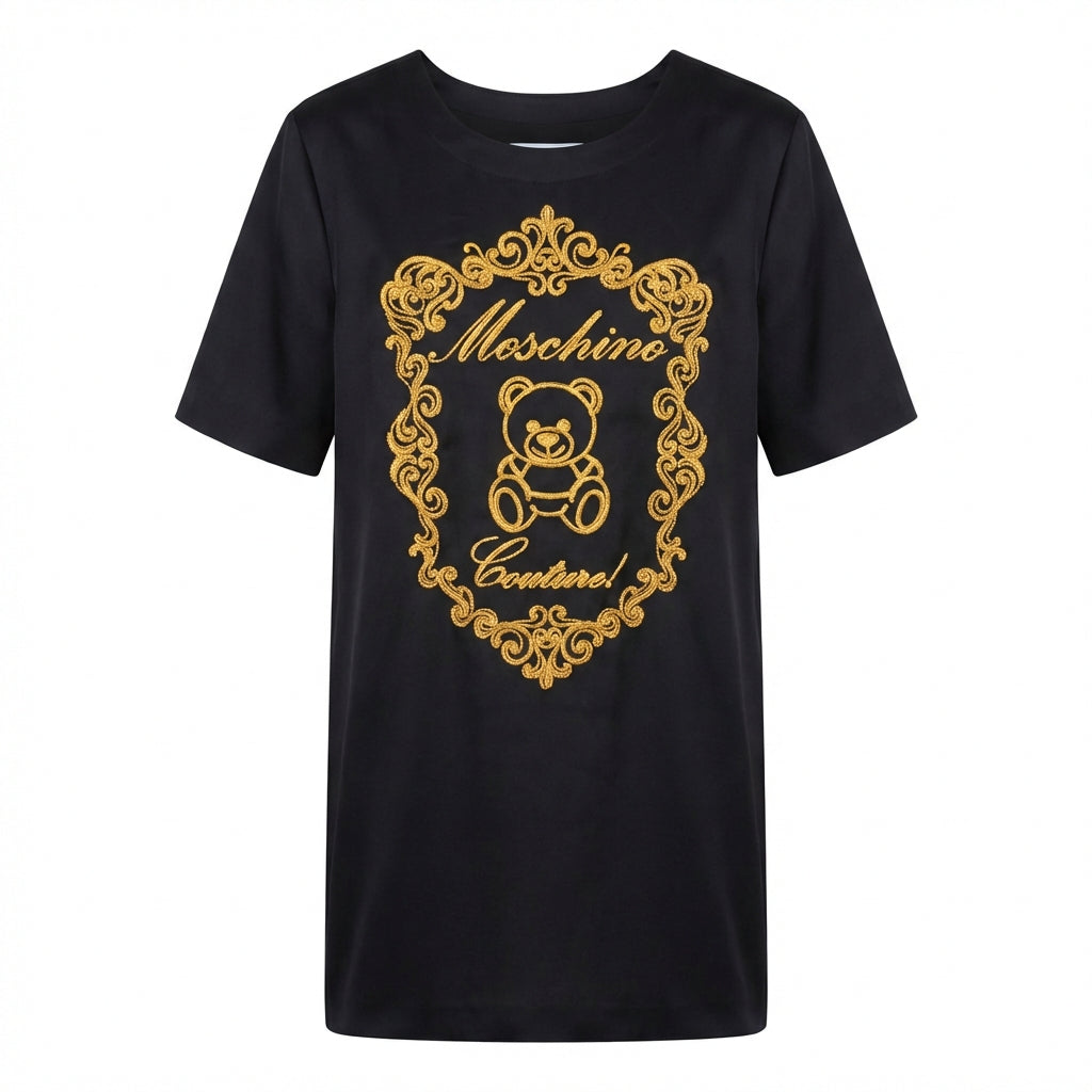 Moschino Dress featuring embroidery of teddy bear and ornate design available at Lestyle Boutique Melbourne