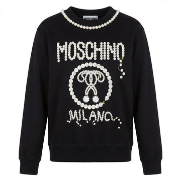 Moschino sweatshirt featuring pearl embellishments available at Lestyle Boutique Melbourne