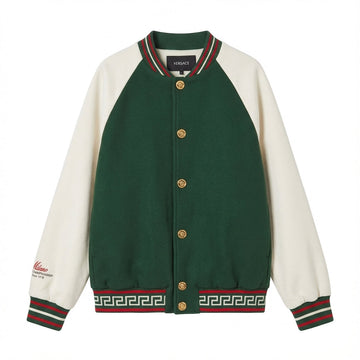 Versace jacket featuring bicolor fleece and Medusa gold logo available at Lestyle Boutique Melbourne