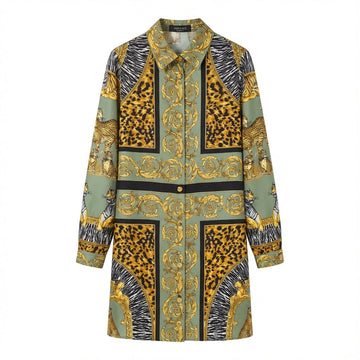 Versace dress featuring animal print and intricate baroque patterns available at Lestyle Boutique Melbourne