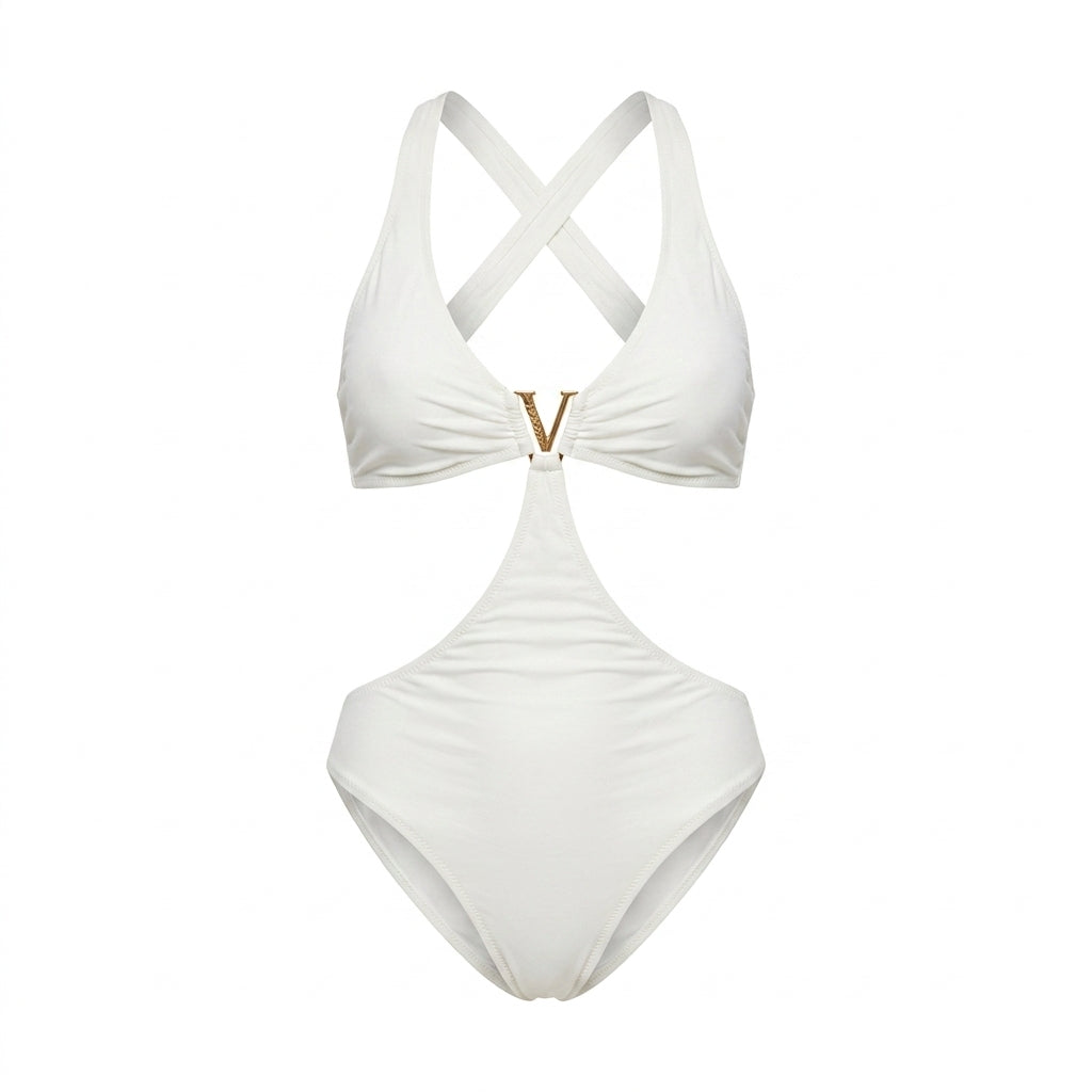 Versace swimsuit featuring a zip closure available at Lestyle Boutique Melbourne