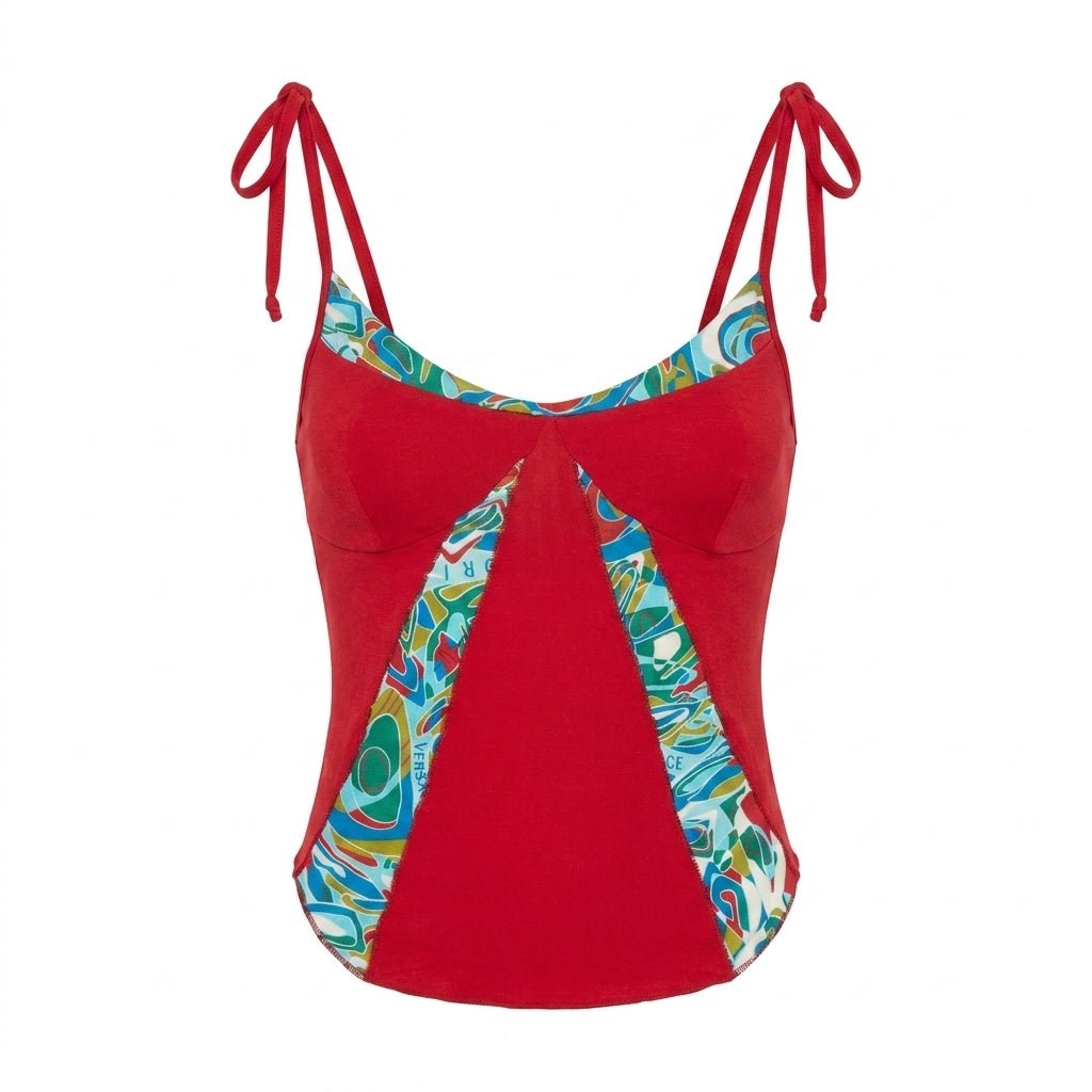Versace swimsuit top featuring vibrant print available at Lestyle Boutique Melbourne