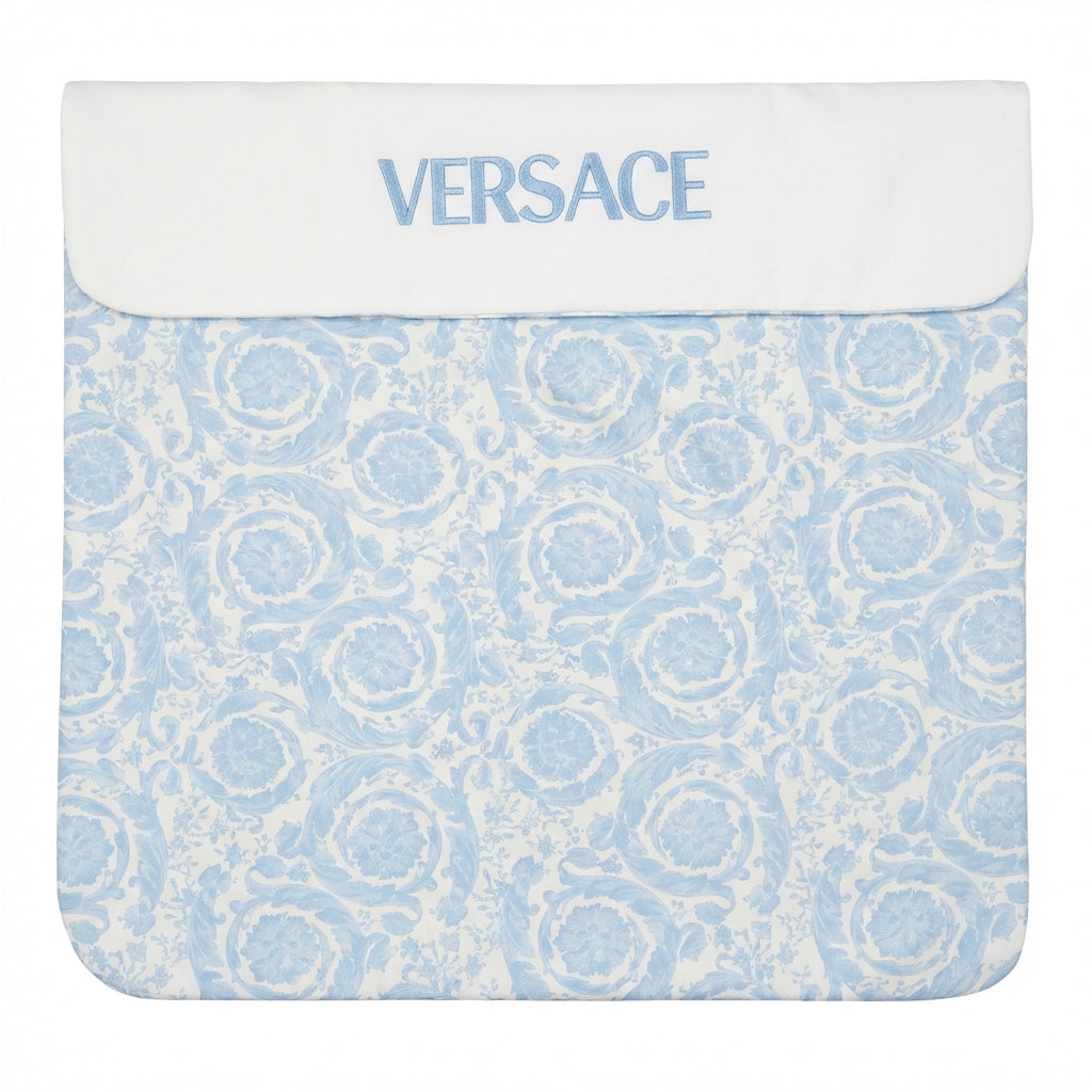 Versace kids blanket featuring a blue and white pattern available at Lestyle Boutique Melbourne