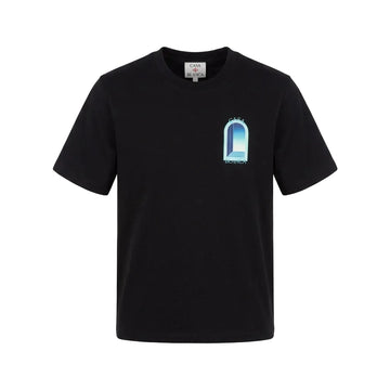 CASABLANCA T-SHIRT featuring blue logo print available at Lestyle Boutique Melbourne