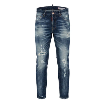 Dsquared Teddy jeans featuring distressed rips and washed blue denim available at Lestyle Boutique Melbourne
