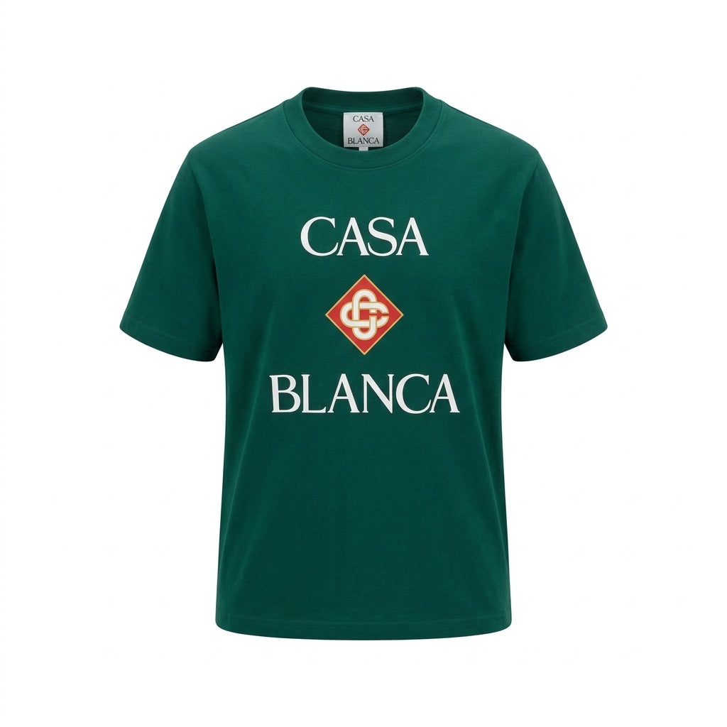 CASABLANCA T-SHIRT featuring printed logo graphic available at Lestyle Boutique Melbourne