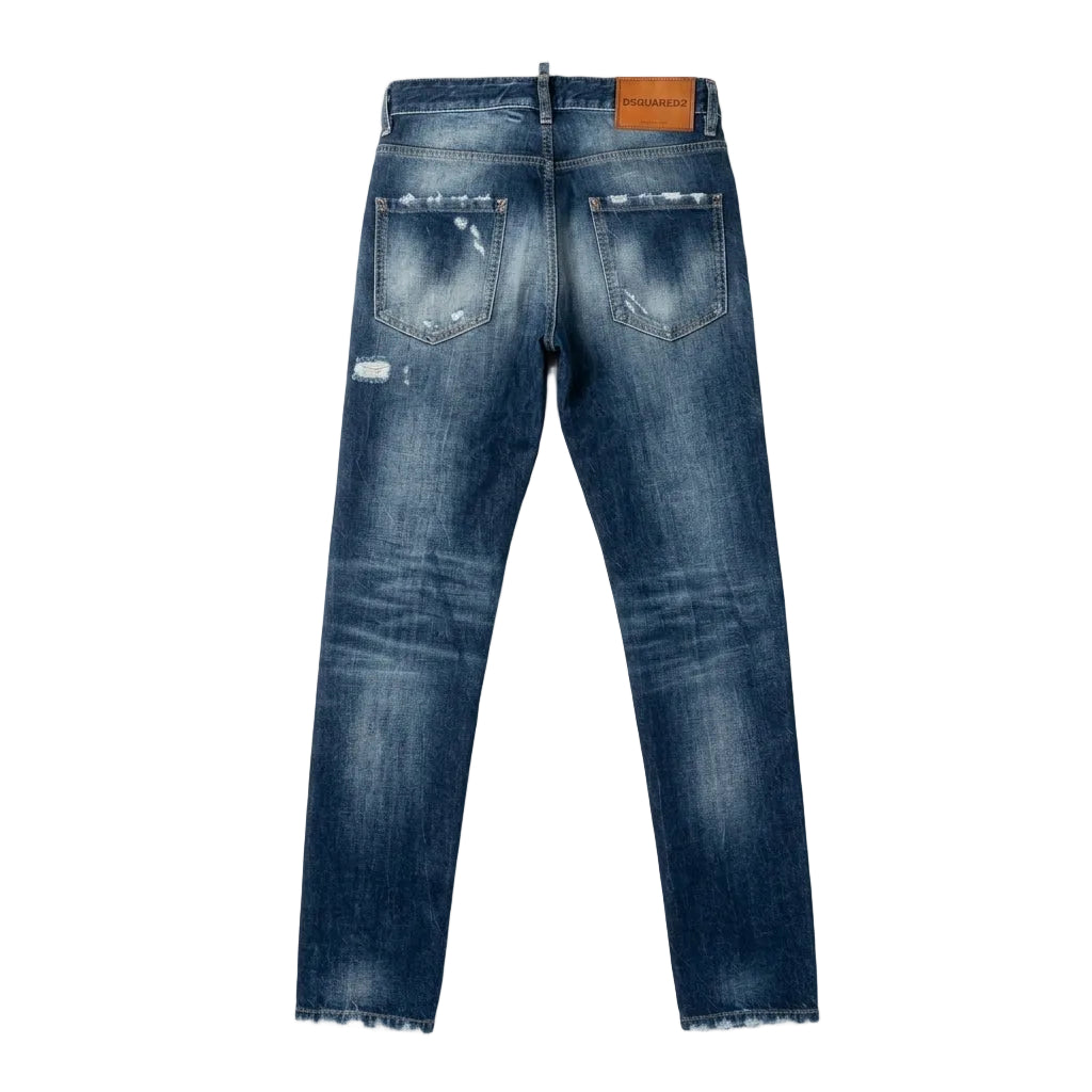Dsquared Teddy jeans featuring distressed rips and washed blue denim available at Lestyle Boutique Melbourne