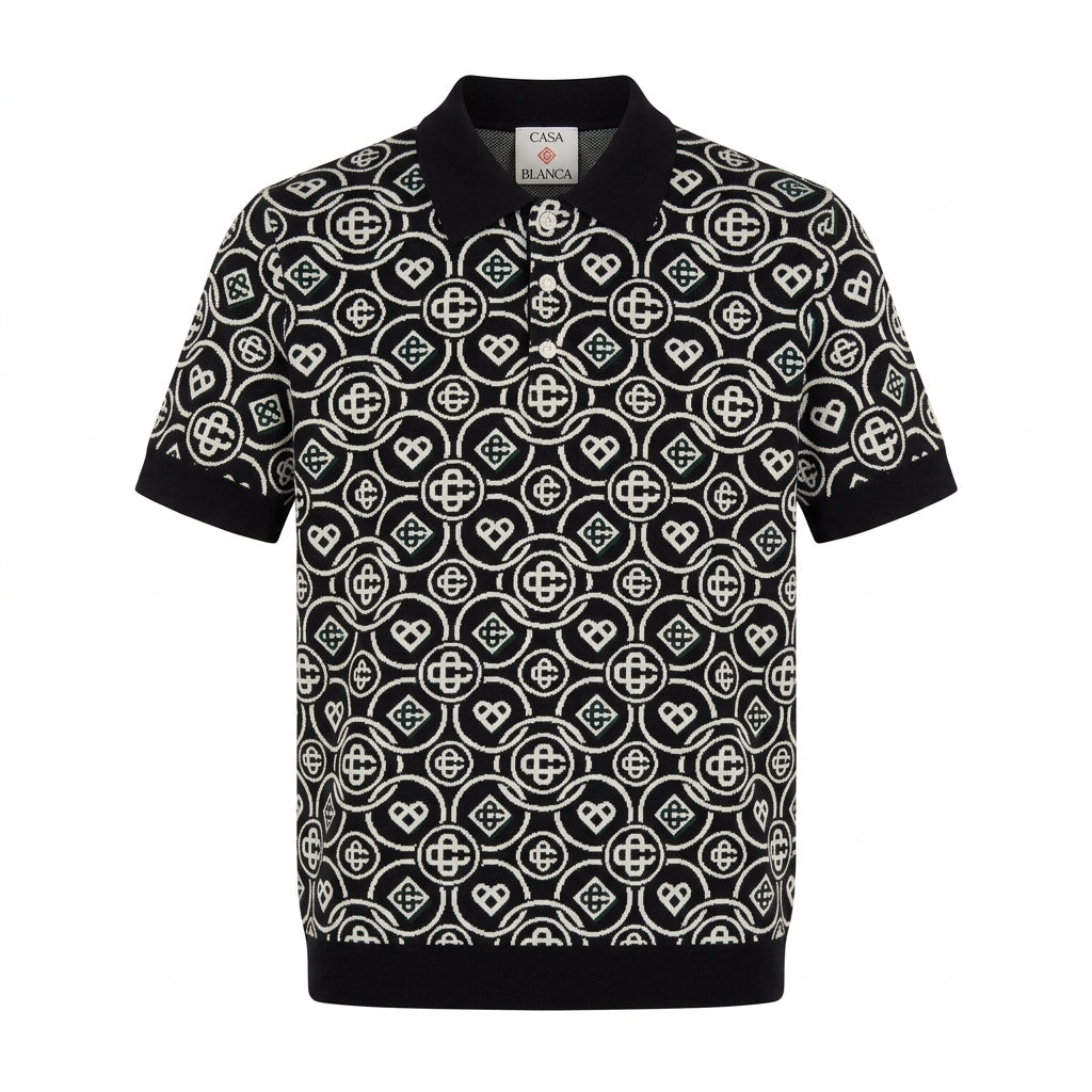 CASABLANCA polo shirt featuring all-over geometric print available at Lestyle Boutique Melbourne