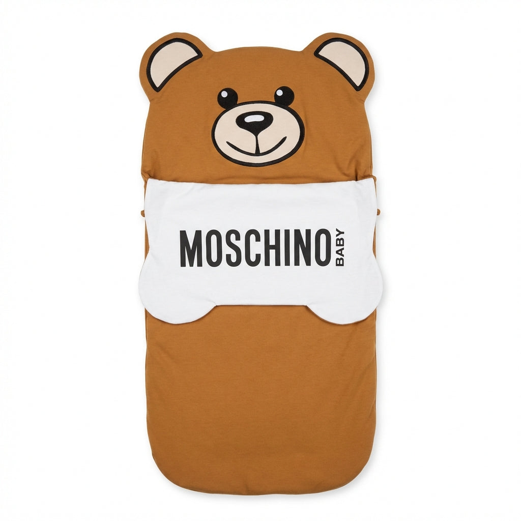 Moschino baby bear sleeping bag featuring bear face design available at Lestyle Boutique Melbourne