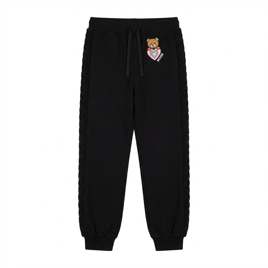 Moschino pants featuring teddy bear and heart logo available at Lestyle Boutique Melbourne